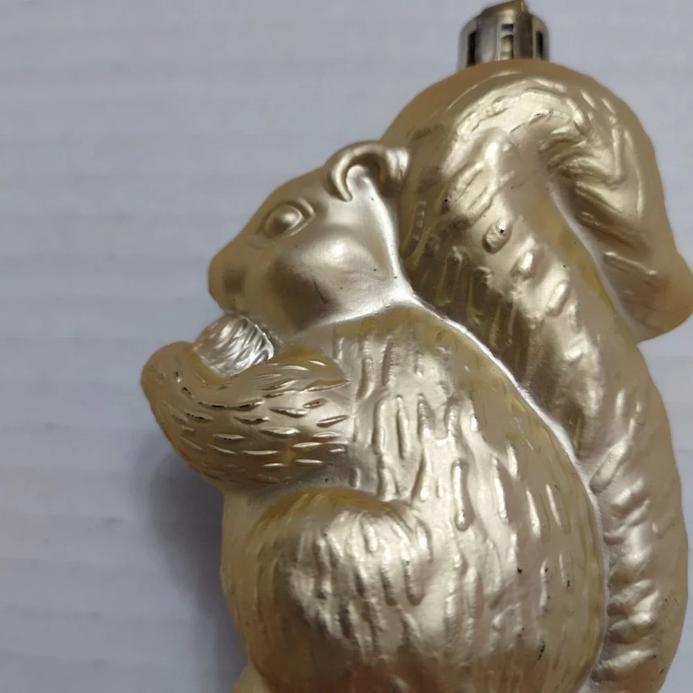 Squirrel blown plastic gold tone ornament 3 inch‎ Christmas Holiday unbranded